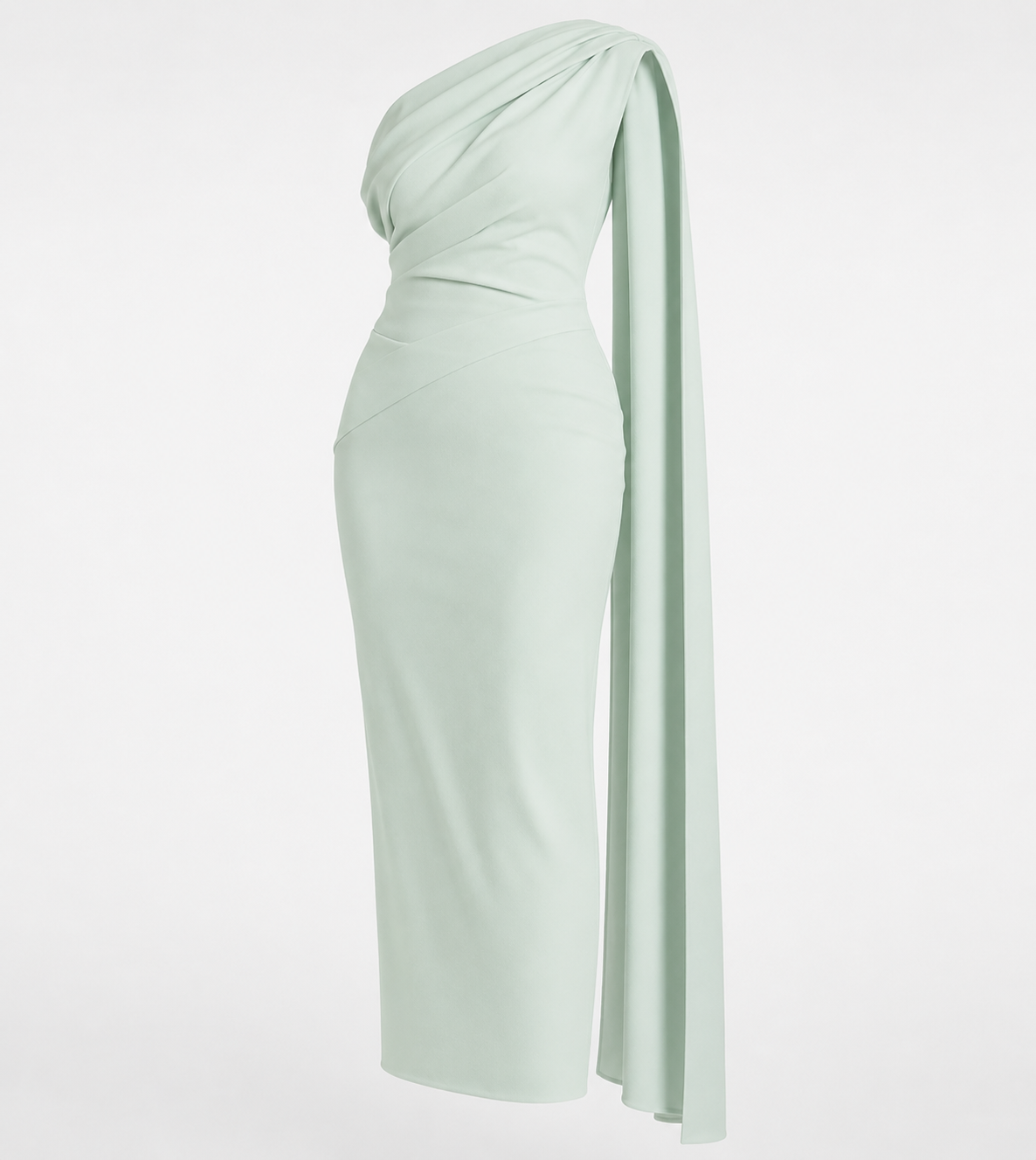 ONE SHOULDER CAPE DRESS