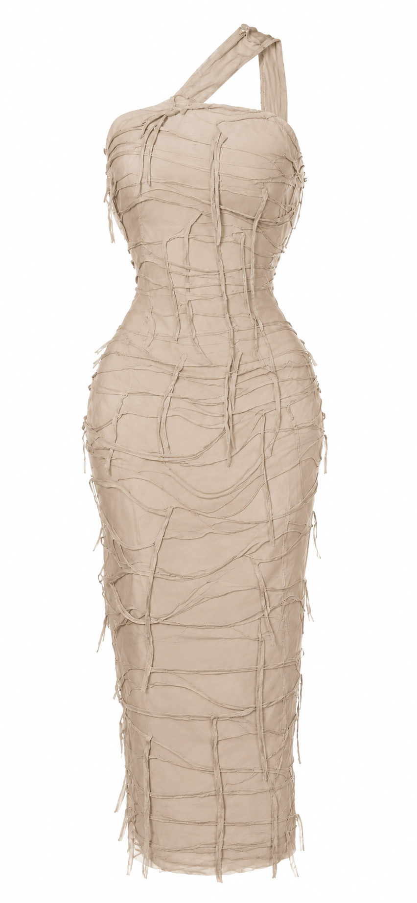 ONE-SHOULDER TEXTURED MIDI DRESS